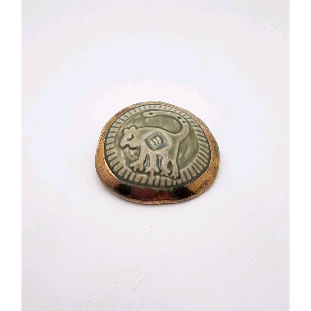Signed Pozniak Brooch Ceramic Folk Art Figural Animal Motif Pin OOAK Handmade - Picture 3 of 9